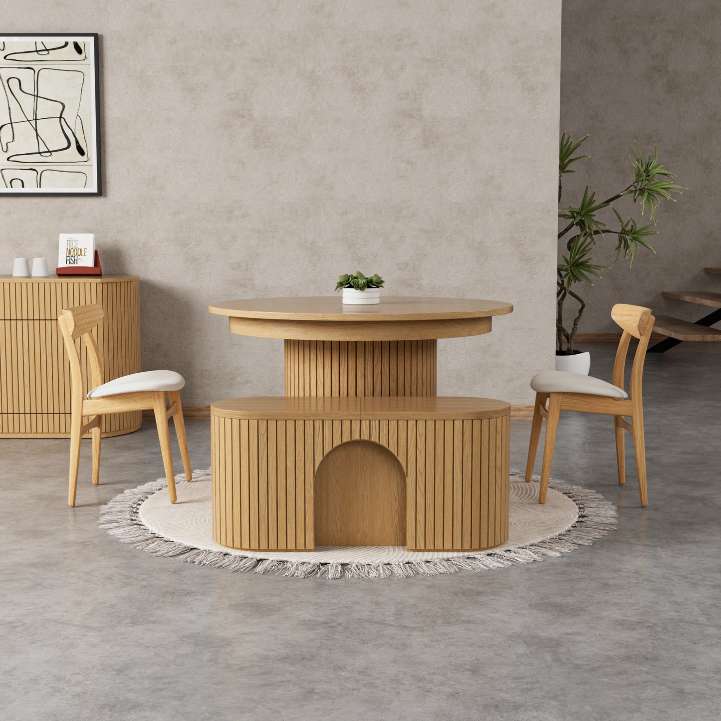 T001 OAK VENEER EXTENDABLE DINING TABLE