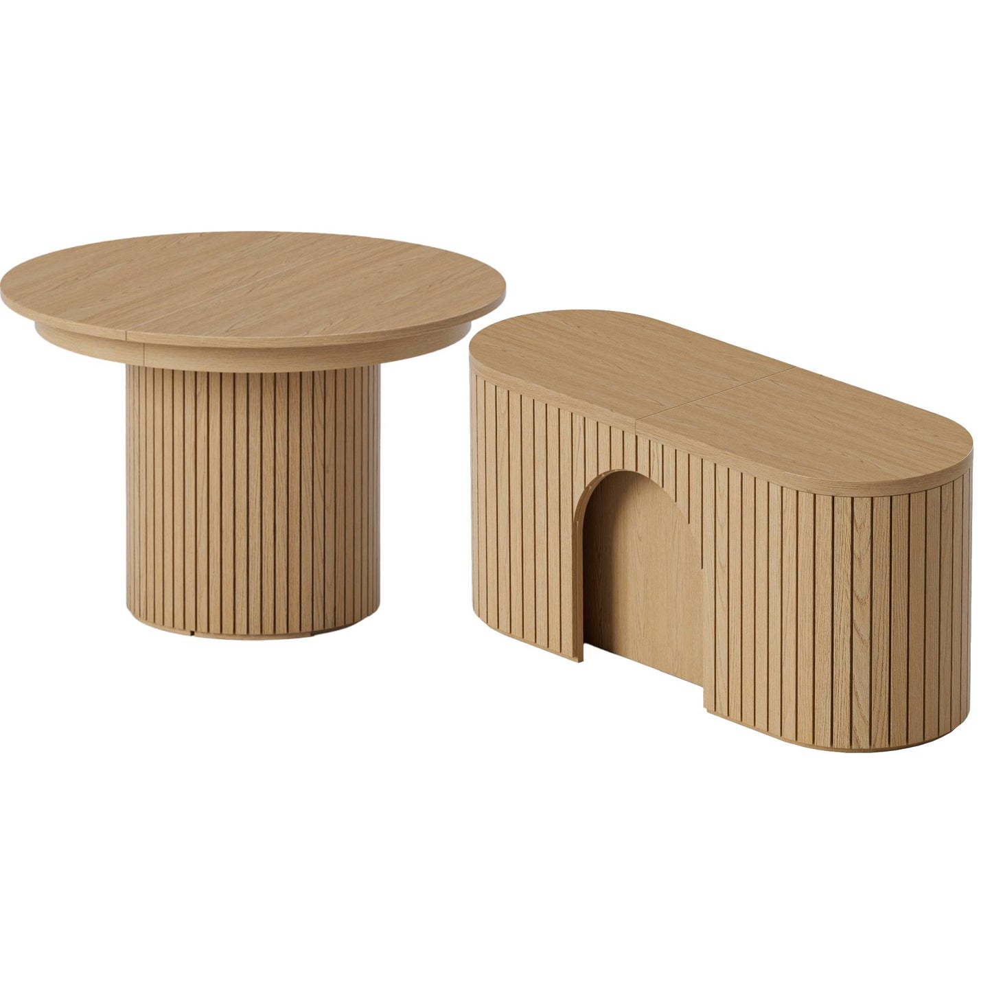 T001 OAK VENEER EXTENDABLE DINING TABLE & SET