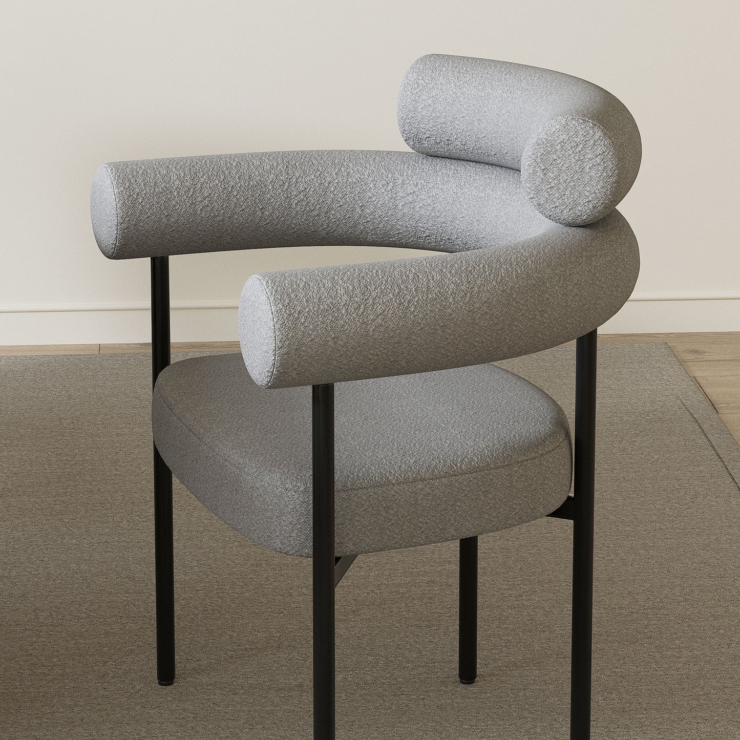 DC02 Set of 2 Granule Fabric Dining Chairs with Brushed Gold/ Black Base