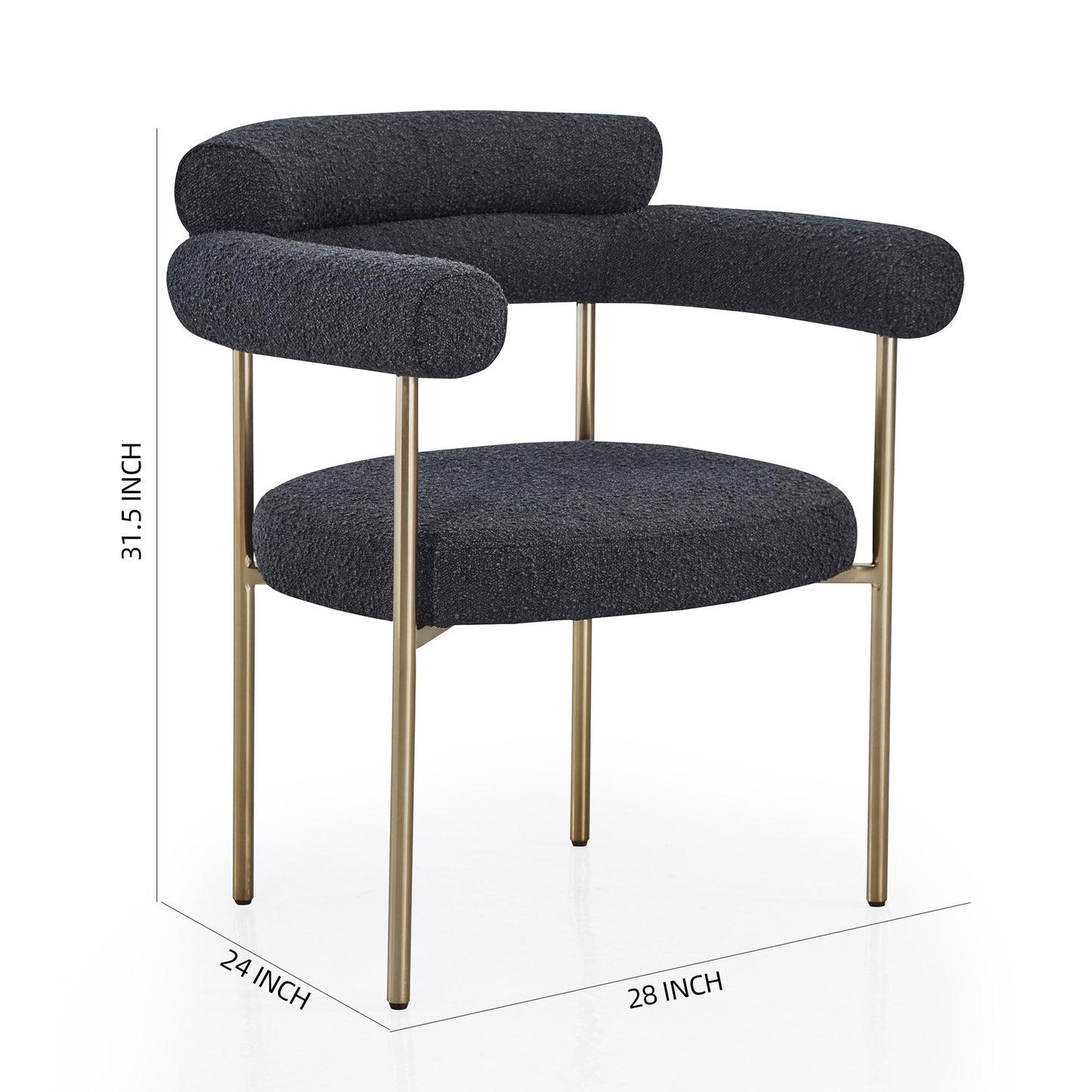 DC02 Set of 2 Granule Fabric Dining Chairs with Brushed Gold/ Black Base