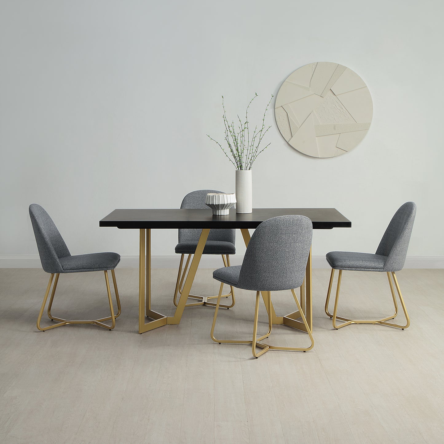 DC20 Set of 2 Fabric Dining Chairs with Brushed Gold Base