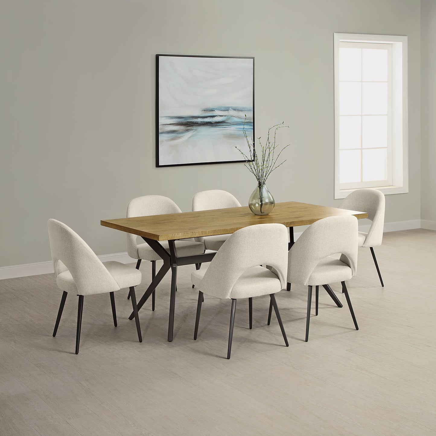 DC25 Set of 2 Fabric Dining Chair with Black Base