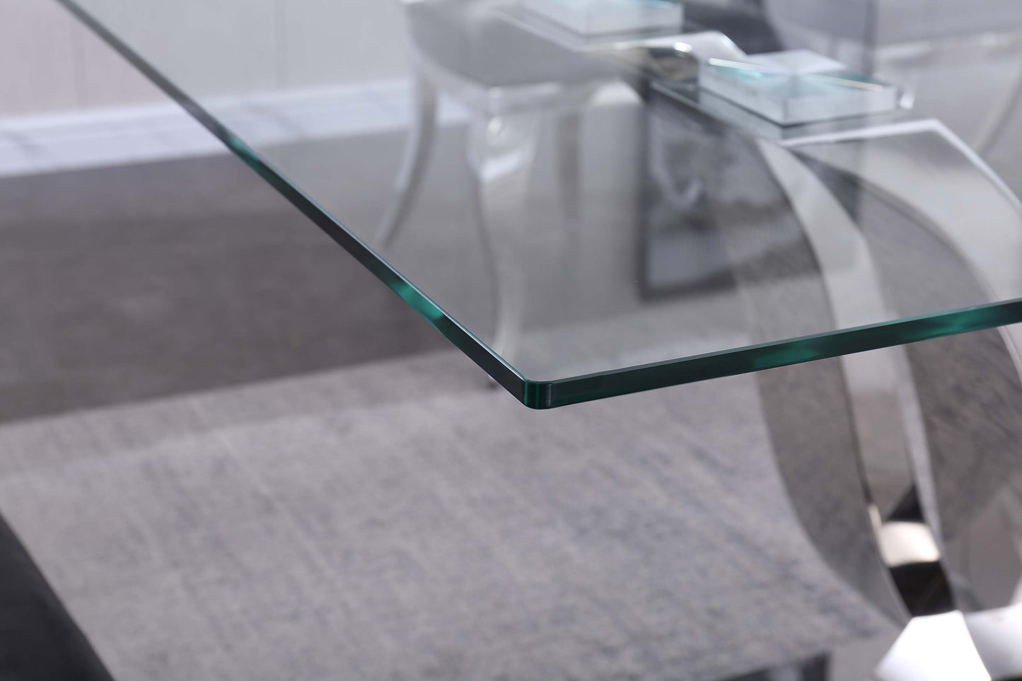 RDT315 Solid Marble/ Tempered Glass Top Rectangular Dining Table