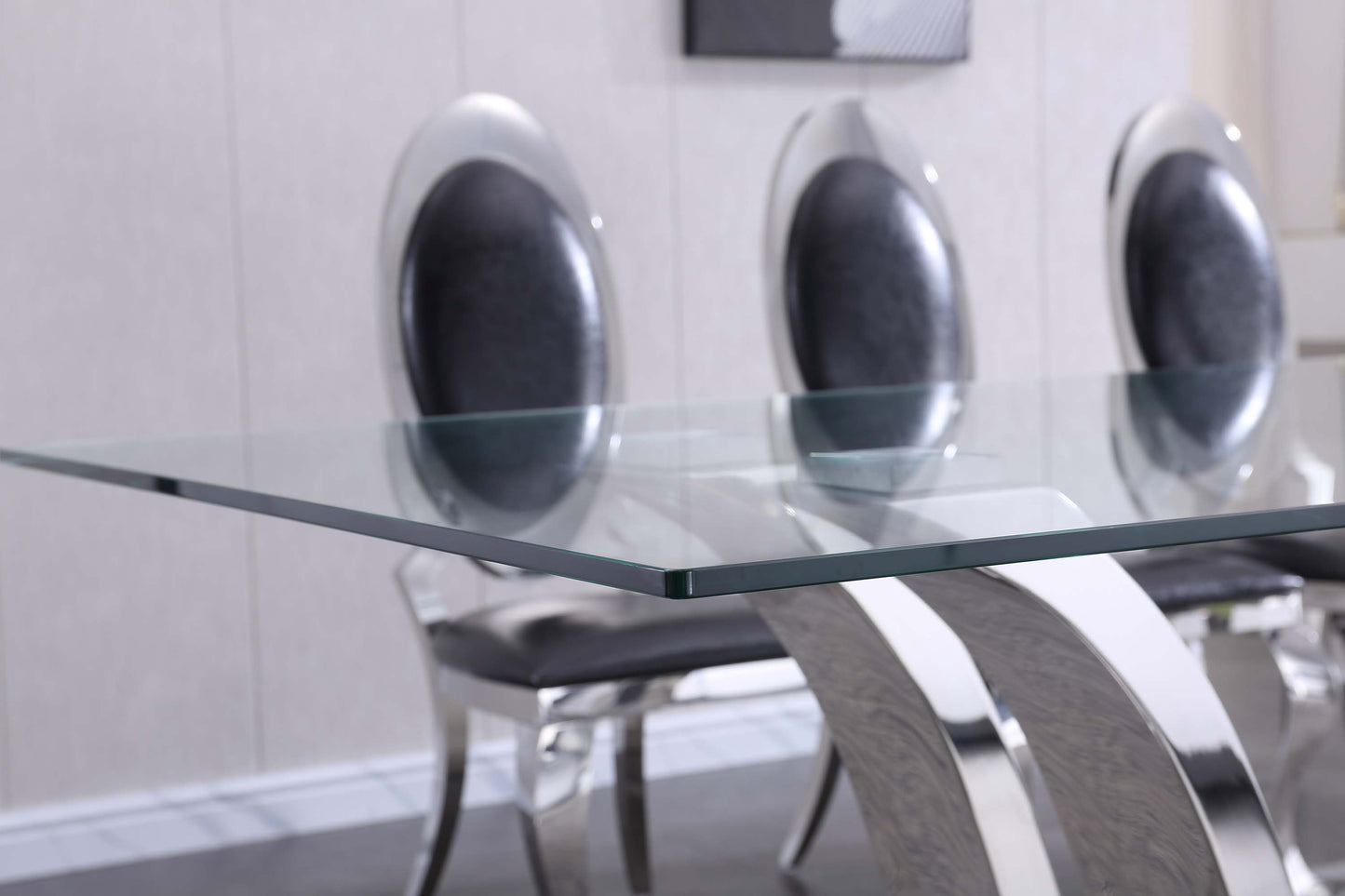 RDT315 Solid Marble/ Tempered Glass Top Rectangular Dining Table