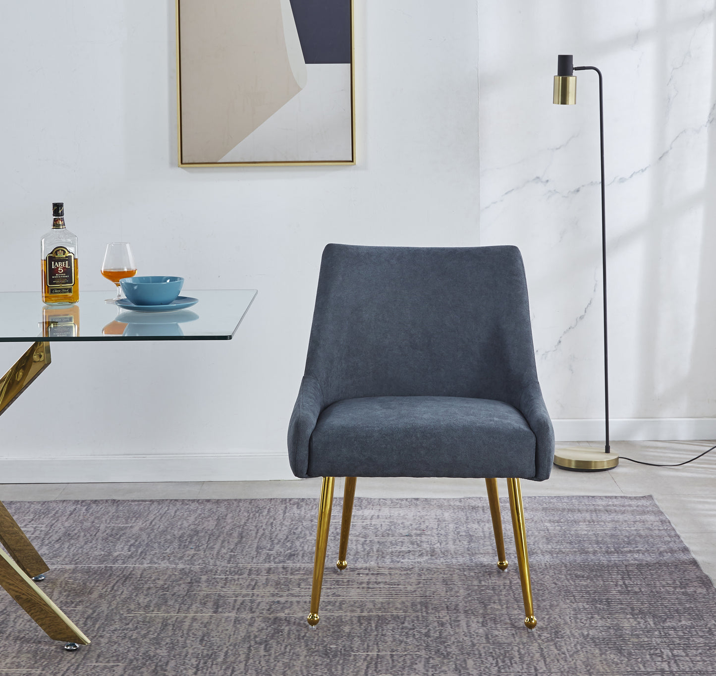 DC58 Set of 2 Elegant Dining Chair with Gold Finish Base