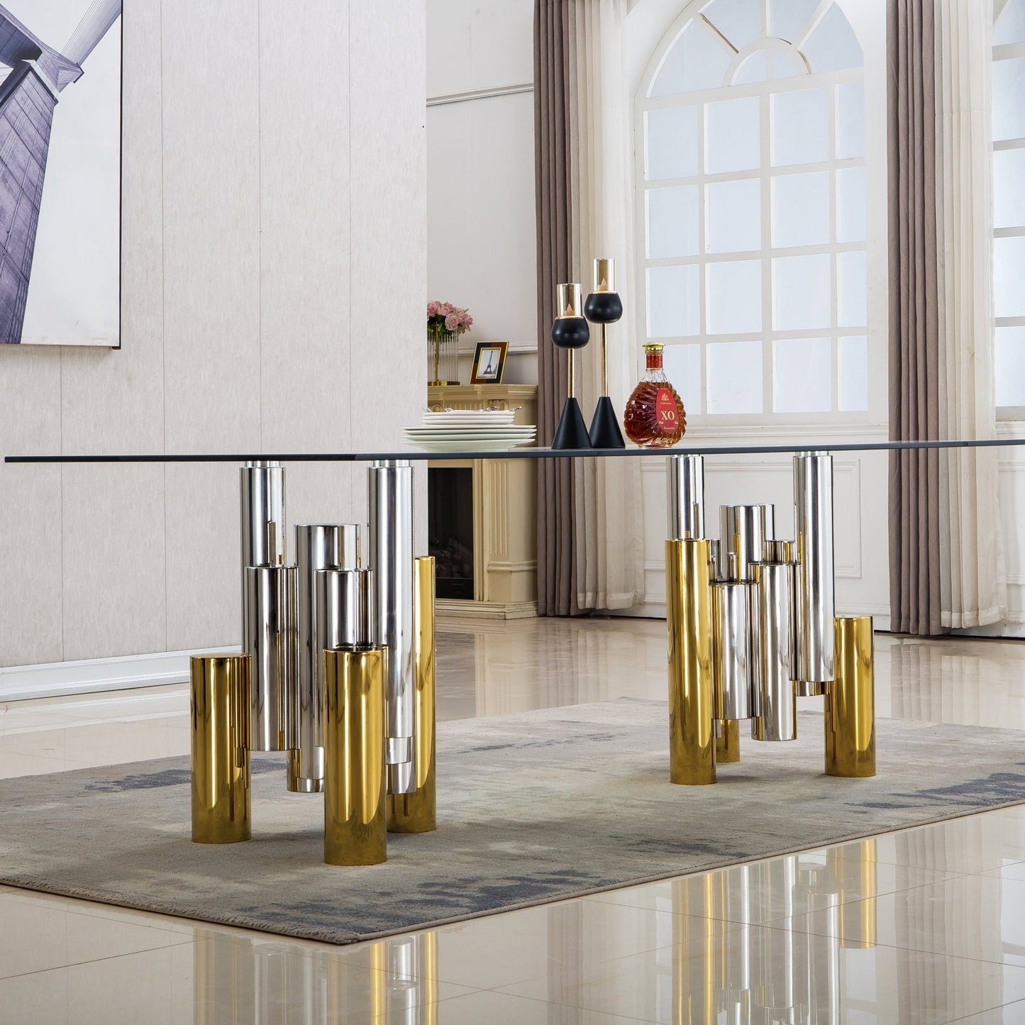 RDT210SG Rectangular Dining Table with 12mm Clear Tempered Glass