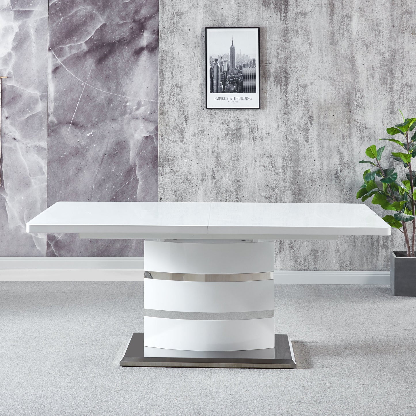 RDT218 Extendable Printed Marble Top Dining Table