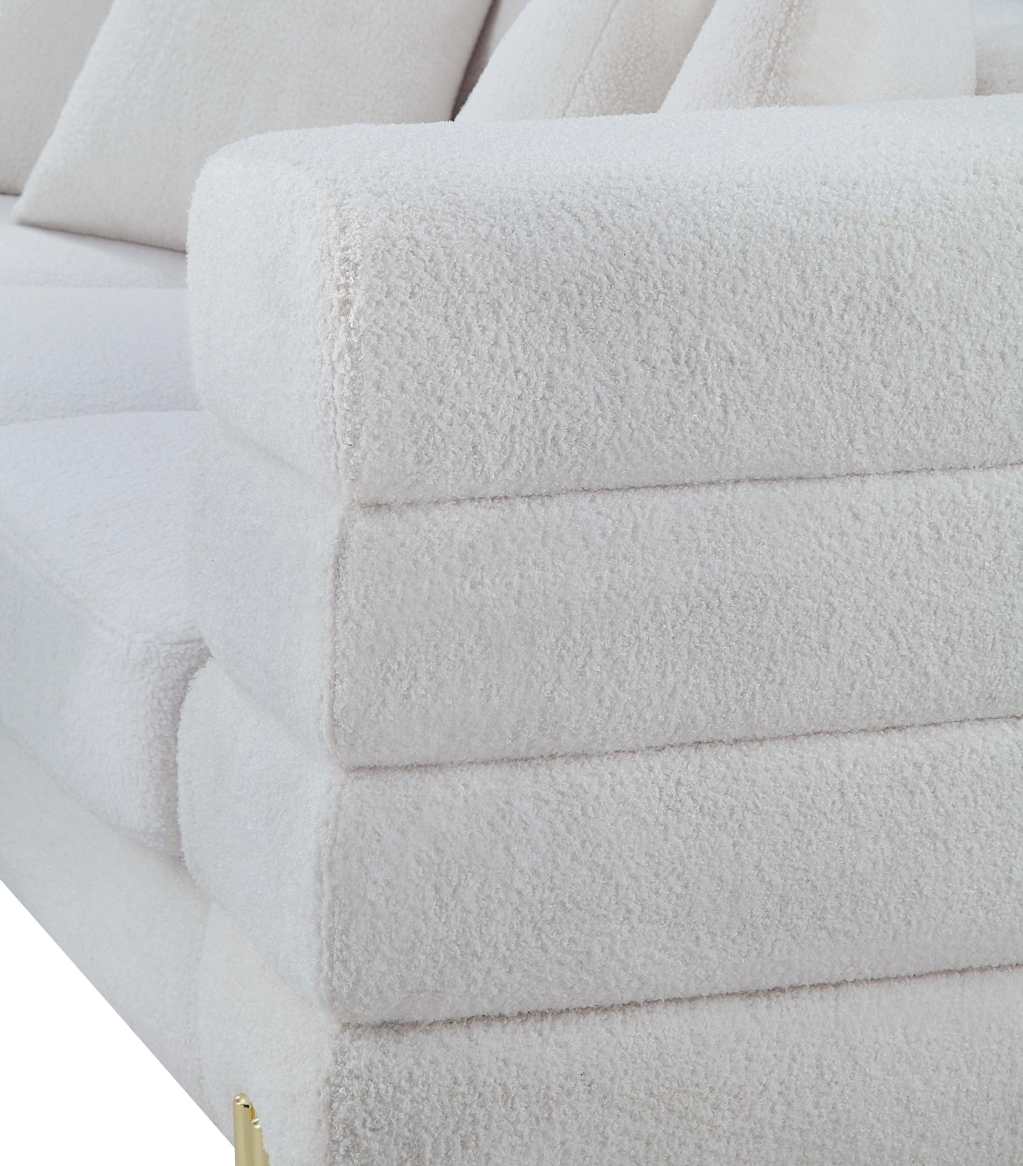 8018 Boucle Fabric Sofa with Gold Metal Legs