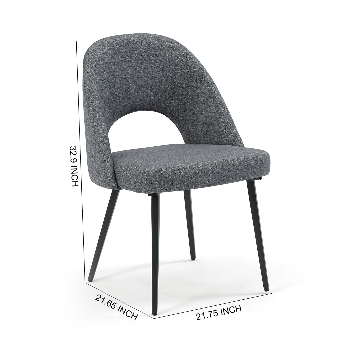 DC25 Set of 2 Fabric Dining Chair with Black Base