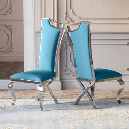 DCK99 Elegant Velvet & Leatherette Dining Chair Set of 2