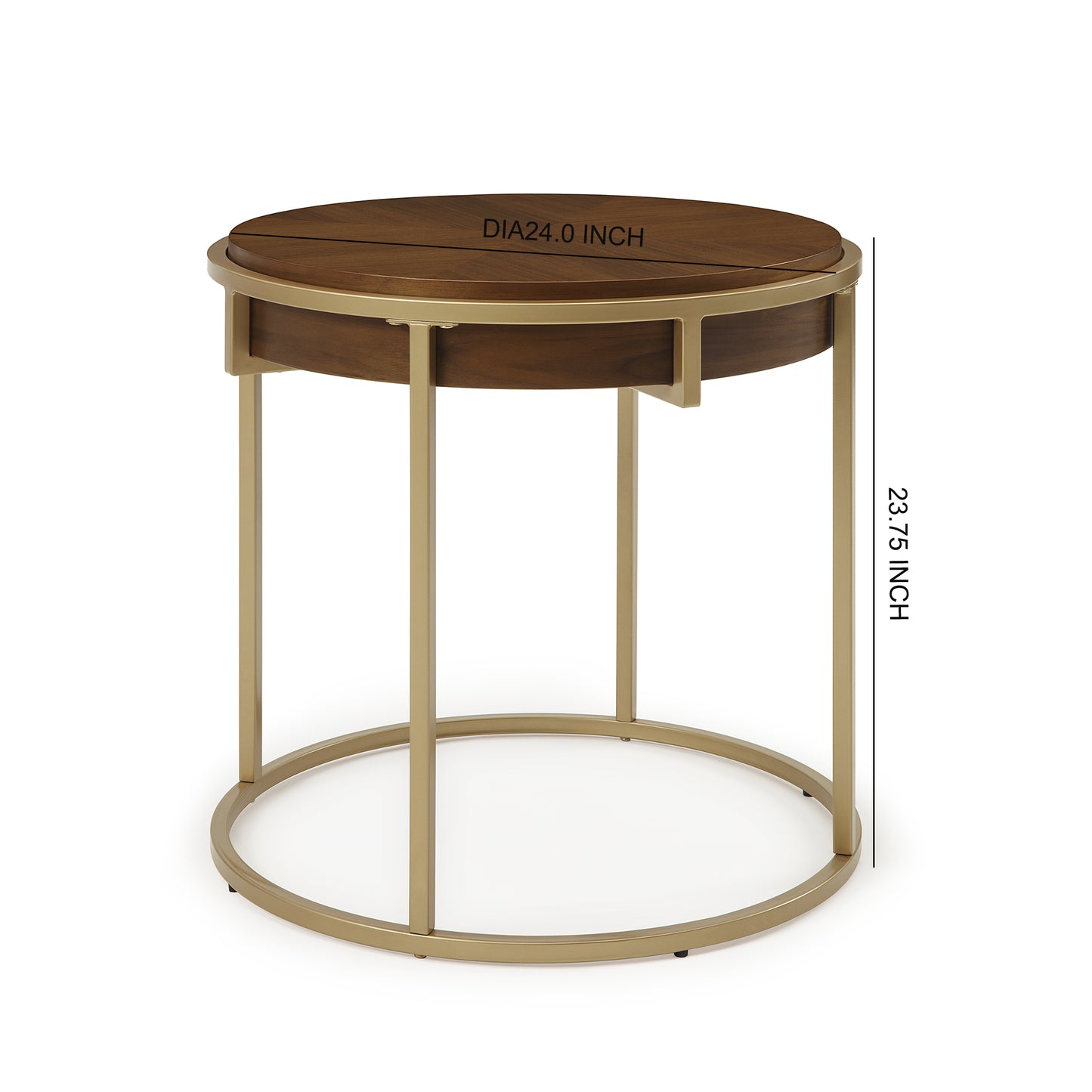 ET015 BROWN TOP WITH BRUSHED GOLD BASE END TABLE