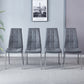 216 Set of 4 Leatherette Dining Chairs with Silver Metal Legs