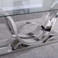 RDT315 Solid Marble/ Tempered Glass Top Rectangular Dining Table