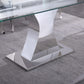RDT206 Extendable Dining Table with 12mm Tempered Glass Top, Stainless Steel Base