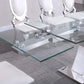 RDT206 Extendable Dining Table with 12mm Tempered Glass Top, Stainless Steel Base
