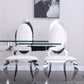 RDT206 Extendable Dining Table with 12mm Tempered Glass Top, Stainless Steel Base