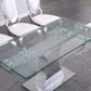 RDT206 Extendable Dining Table with 12mm Tempered Glass Top, Stainless Steel Base