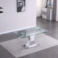 RDT206 Extendable Dining Table with 12mm Tempered Glass Top, Stainless Steel Base