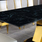 RDT206 Extendable Dining Table with 12mm Tempered Glass Top, Stainless Steel Base