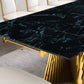 RDT207 Extendable Dining Table with Marble Tempered Glass Top