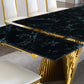 RDT207 Extendable Dining Table with Marble Tempered Glass Top