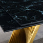 RDT207 Extendable Dining Table with Marble Tempered Glass Top