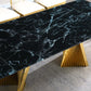 RDT207 Extendable Dining Table with Marble Tempered Glass Top