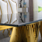 RDT207 Extendable Dining Table with Marble Tempered Glass Top