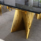 RDT207 Extendable Dining Table with Marble Tempered Glass Top