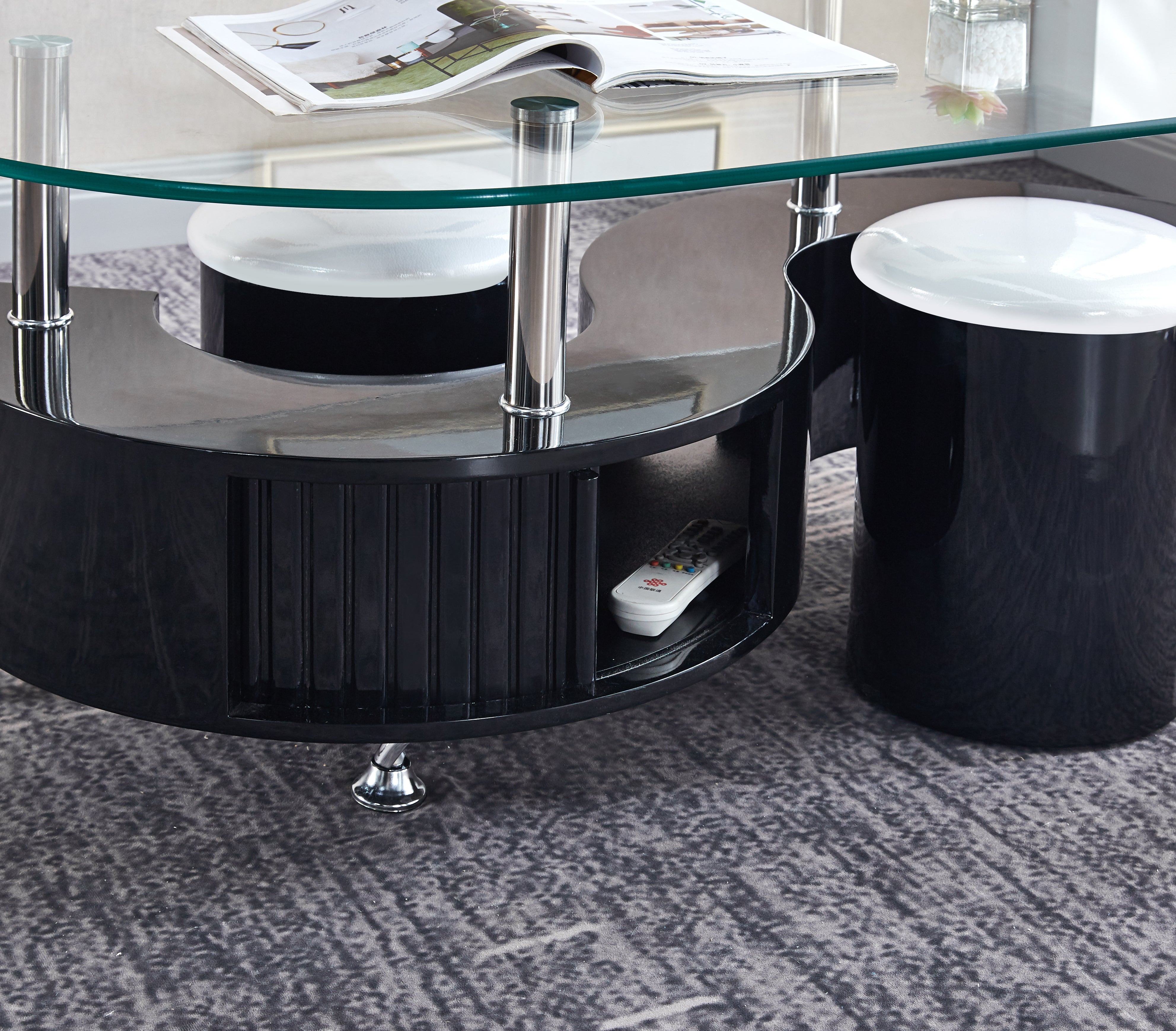 S shaped coffee discount table with stools