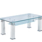 JD3 Modern Glass Coffee Table with Leatherette Accents