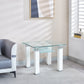 JD4 Modern End Table with Tempered Glass and Leatherette
