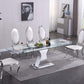 RDT206 Extendable Dining Table with 12mm Tempered Glass Top, Stainless Steel Base