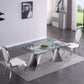 RDT207 Extendable Dining Table with Marble Tempered Glass Top