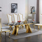 RDT207 Extendable Dining Table with Marble Tempered Glass Top
