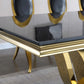 RDT315 Solid Marble/ Tempered Glass Top Rectangular Dining Table