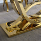 RDT315 Solid Marble/ Tempered Glass Top Rectangular Dining Table