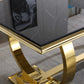 RDT316 Solid Marble Dining Table with Gold/Silver Metal Base