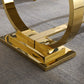 RDT316 Solid Marble Dining Table with Gold/Silver Metal Base