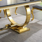 RDT316 Solid Marble Dining Table with Gold/Silver Metal Base