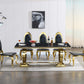 RDT316 Solid Marble Dining Table with Gold/Silver Metal Base