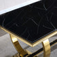 RDT316 Solid Marble Dining Table with Gold/Silver Metal Base