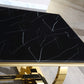 RDT316 Solid Marble Dining Table with Gold/Silver Metal Base