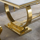 RDT316 Solid Marble Dining Table with Gold/Silver Metal Base