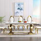 RDT316 Solid Marble Dining Table with Gold/Silver Metal Base