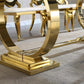 RDT316 Solid Marble Dining Table with Gold/Silver Metal Base