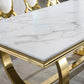 RDT316 Solid Marble Dining Table with Gold/Silver Metal Base