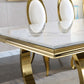 RDT316 Solid Marble Dining Table with Gold/Silver Metal Base