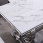 RDT316 Solid Marble Dining Table with Gold/Silver Metal Base