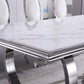 RDT316 Solid Marble Dining Table with Gold/Silver Metal Base
